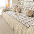 Grid Sofa Cover with Ruffle Skirt – Soft, Decorative, Full-Cover Couch Protector