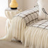 Grid Sofa Cover with Ruffle Skirt – Soft, Decorative, Full-Cover Couch Protector