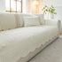 Floral Cotton Quilted Sofa Cover, Non-Slip Couch Protector with Scalloped Edges