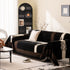 Jacquard Floral Band Sofa Cover with Tassels, Thick Textured Couch Throw Blanket