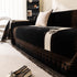 Jacquard Floral Band Sofa Cover with Tassels, Thick Textured Couch Throw Blanket