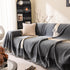 Jacquard Floral Band Sofa Cover with Tassels, Thick Textured Couch Throw Blanket