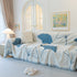Cozy Couch Throw Blanket with Tassels, Jacquard Leaf Pattern Furniture Protector