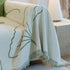 Cozy Couch Throw Blanket with Tassels, Jacquard Leaf Pattern Furniture Protector