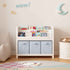 Bookshelf With 3 Tier Front Facing Storage And 3 Bins, Toddler Bookcase For Playroom - White