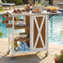Foldable Outdoor Kitchen Island with Stainless Steel Top - Natural Wood