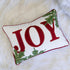 JOY Embroidered Christmas Throw Pillow with Velvet - Red and Green