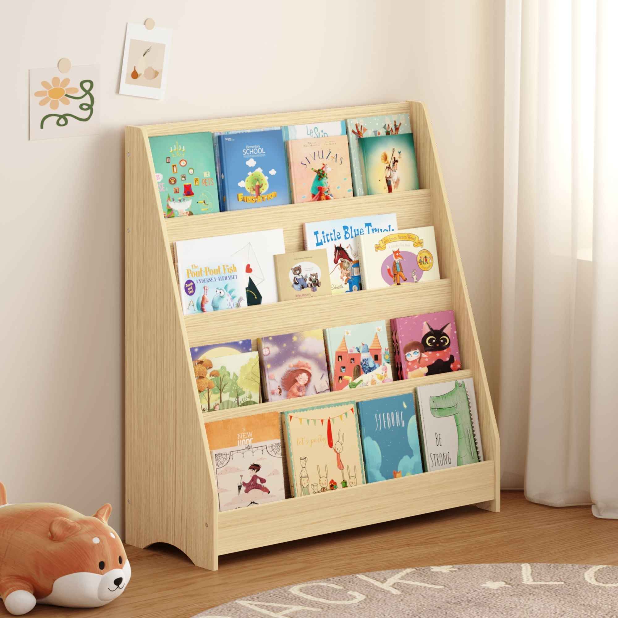 4 Tier Bookshelf, Toddler Book Display Shelves