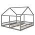 House Platform Beds, 2 Shared Beds, Metal Frame With Guardrails
