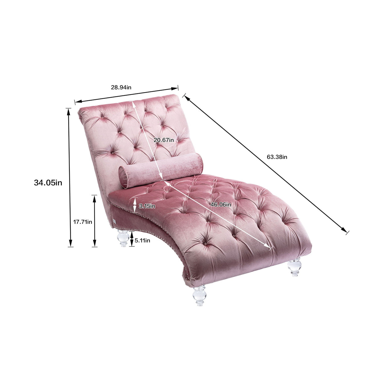 Chaise Lounge Indoor, Button Tufted Upholstered Chaise Lounge Chair With Pillow