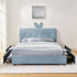Upholstered Bed With Oversized Rabbit Ear Headboard, LED Lights & 4 Storage Drawers