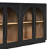 4-Door Large Storage Sideboard Buffet Cabinet with Glass Doors Arched Cabinet (Black)