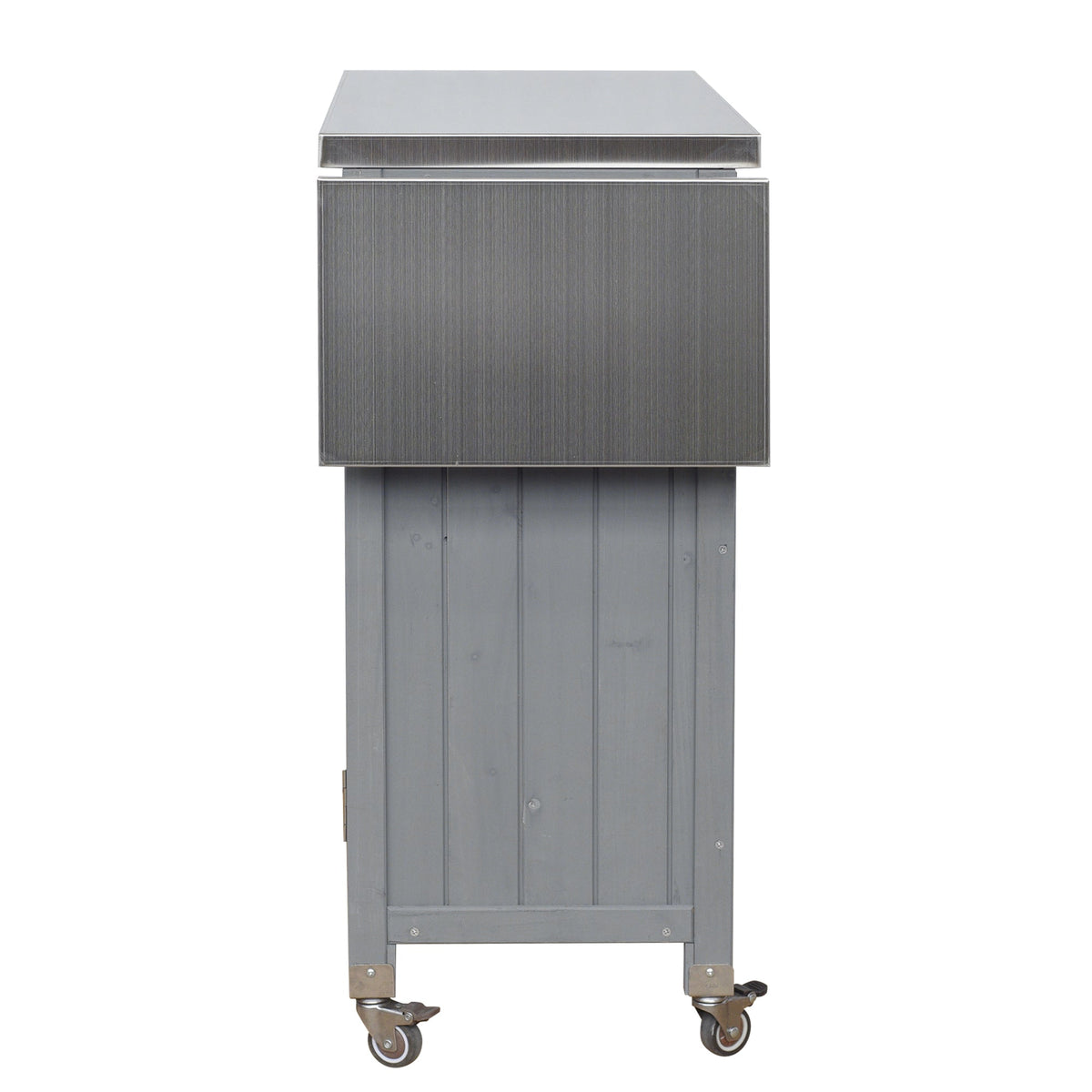 Foldable Outdoor Kitchen Island Cart with Storage - Stainless Steel & Wood