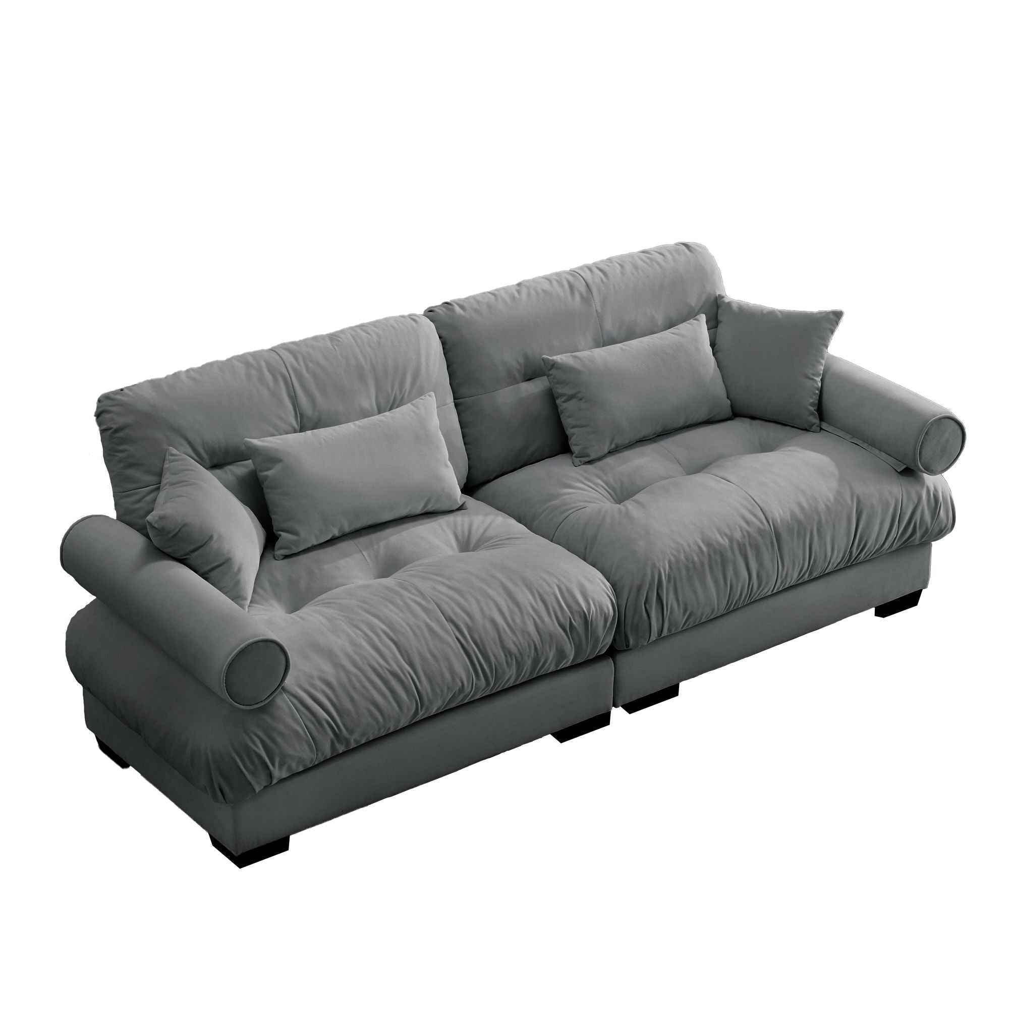 Modern Oversize Sofa With Cloud Like Comfort, Featuring Waist And Throw Pillows