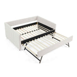 Upholstered Daybed With Trundle With Vertical Stripes