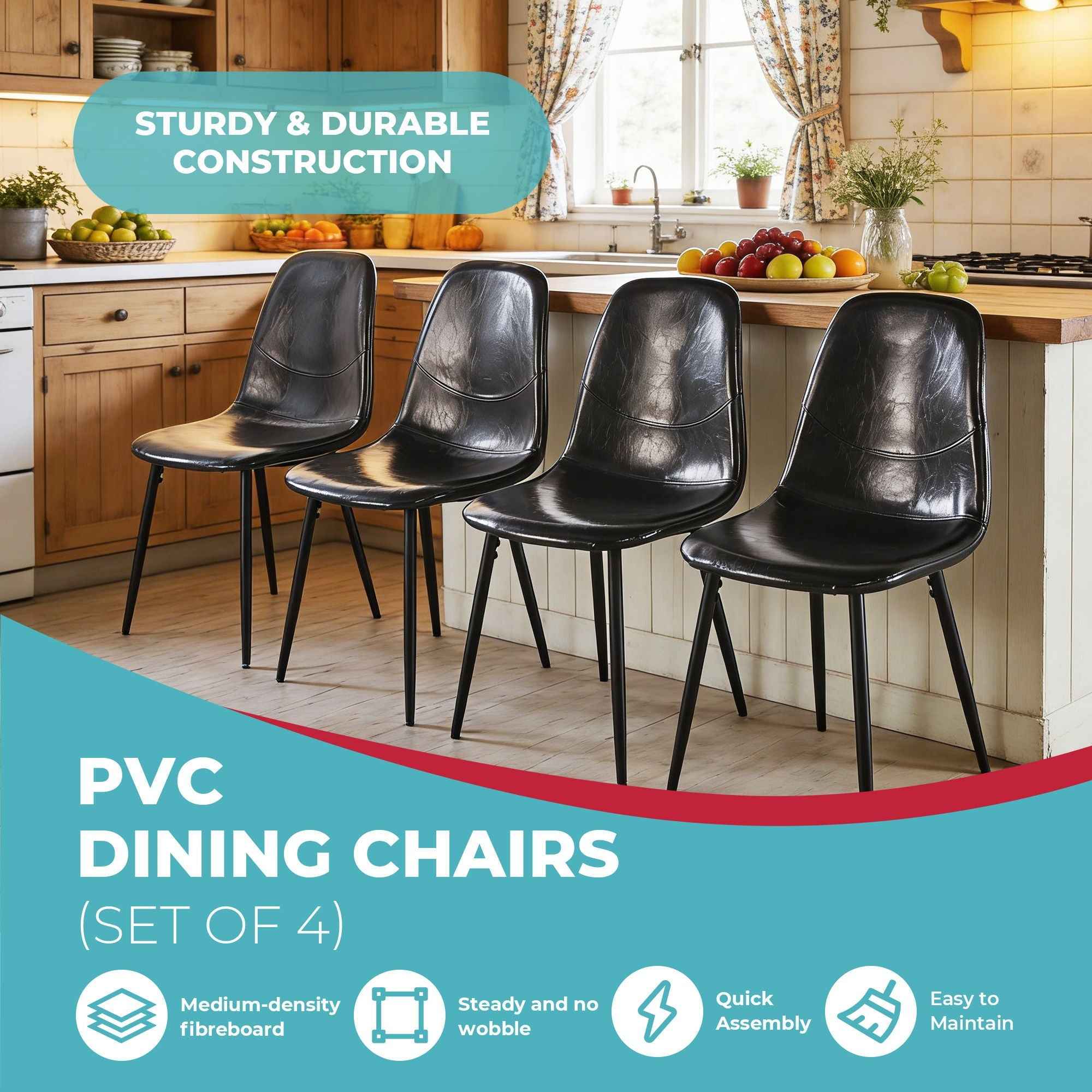 Dining Chairs (Set of 4) - Black