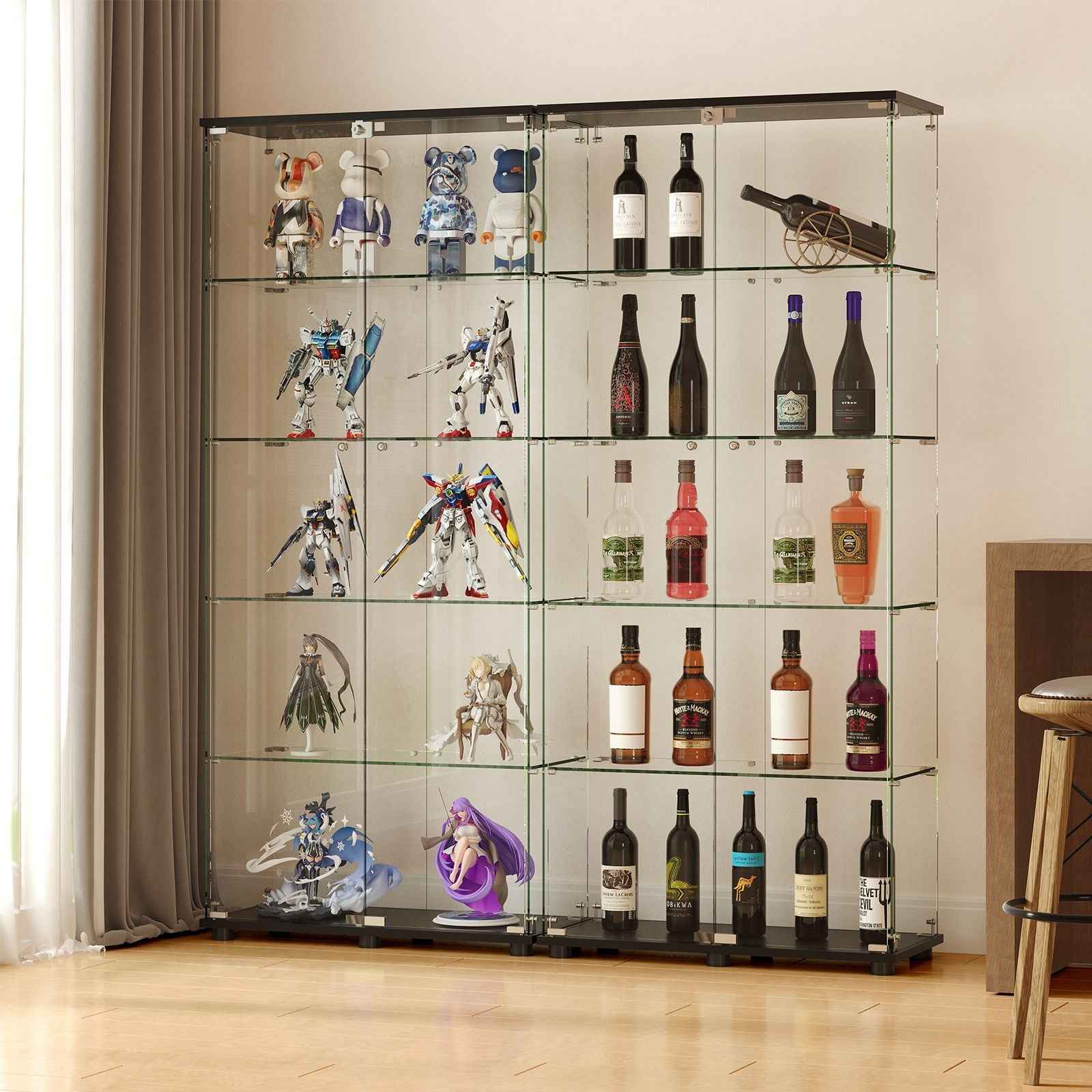 Display Cabinet With Shelf Double Doors And Lock