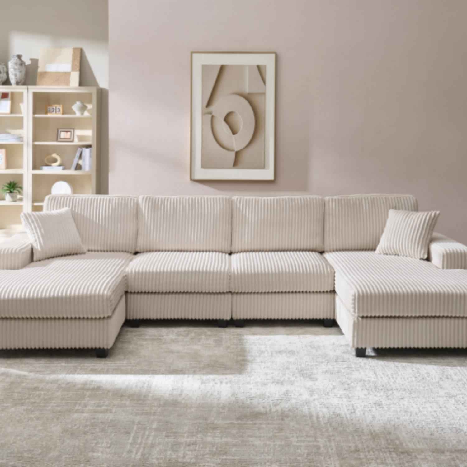 U-Shaped Convertible Sofa, 4 Seater Large Living Room Lounge