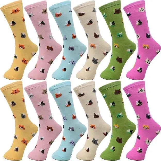 30-Pairs Women's Fun Patterned Cotton-Blend Crew Socks Assorted Pairs