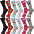 30-Pairs Women's Fun Patterned Cotton-Blend Crew Socks Assorted Pairs