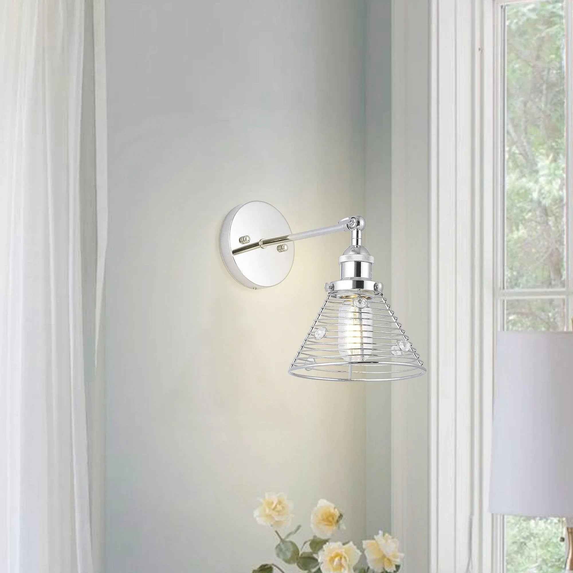1-Light Modern Silver Wall Scone Light