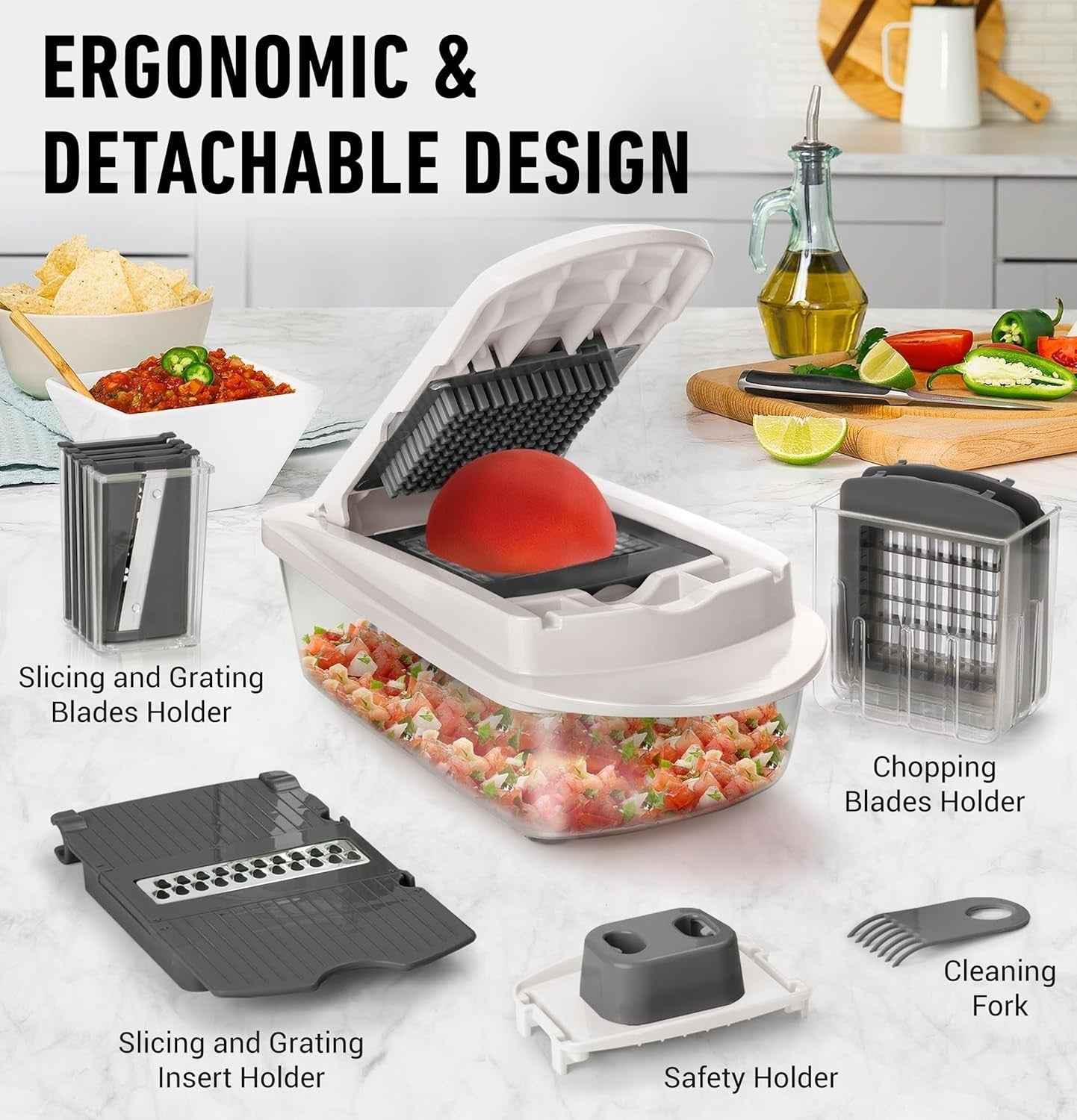 8 in 1 Vegetable Slicer Chopper with Container Mandoline Cutter
