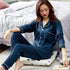 100% Cotton New Trendy  Pajamas For Women Full Sleeves Pajamas Button Down Winter Sleepwear Set Women White Cotton Pajamas Women's Loose Size V-neck Home Suit Long Sleeve Wide Leg Pants Pajamas Casual Home wear