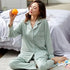 100% Cotton New Trendy  Pajamas For Women Full Sleeves Pajamas Button Down Winter Sleepwear Set Women White Cotton Pajamas Women's Loose Size V-neck Home Suit Long Sleeve Wide Leg Pants Pajamas Casual Home wear