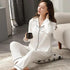 100% Cotton New Trendy  Pajamas For Women Full Sleeves Pajamas Button Down Winter Sleepwear Set Women White Cotton Pajamas Women's Loose Size V-neck Home Suit Long Sleeve Wide Leg Pants Pajamas Casual Home wear