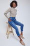 Women's Curvy Fit High Rise Frayed Slanted Ankle Jean