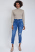 Women's Curvy Fit High Rise Frayed Slanted Ankle Jean