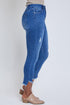 Women's Curvy Fit High Rise Frayed Slanted Ankle Jean