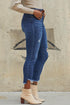 Women's Curvy Fit High Rise Frayed Slanted Ankle Jean