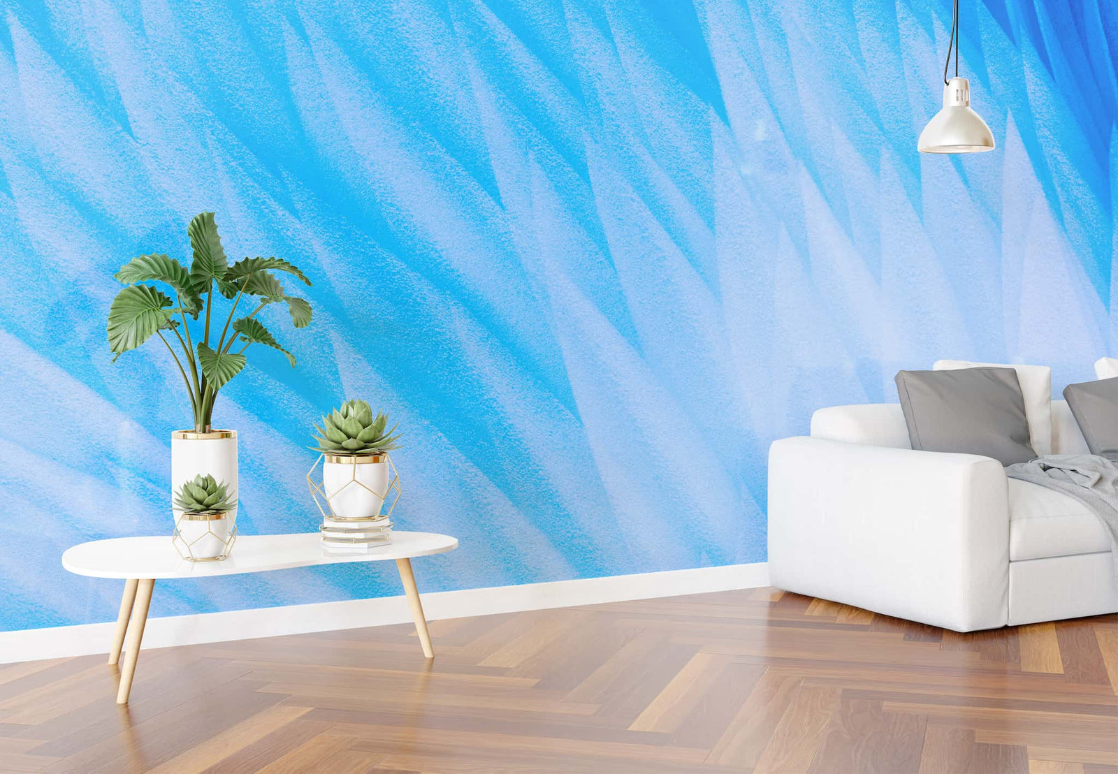 Blue Feather Angel Wings Chalk Art Mural. #6224