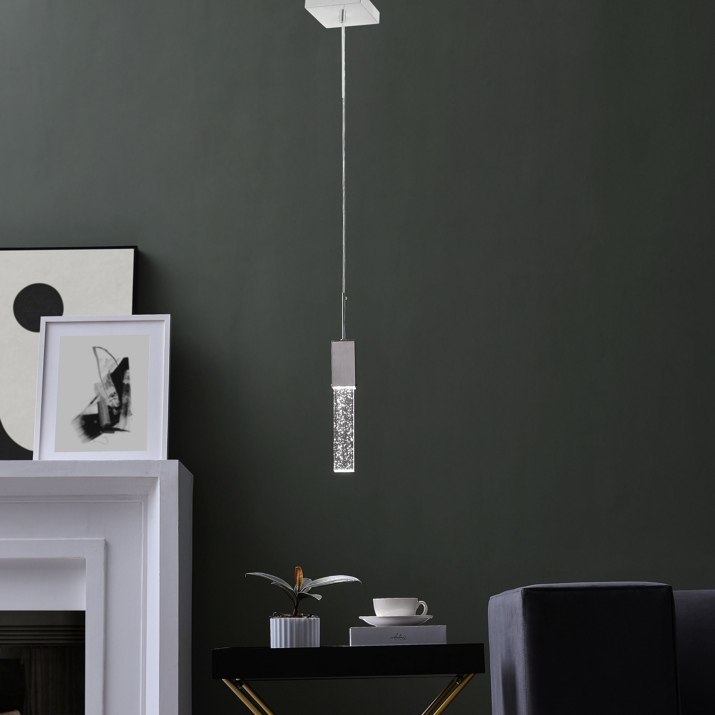 Rectangular Crystal Pendant // 1 Light