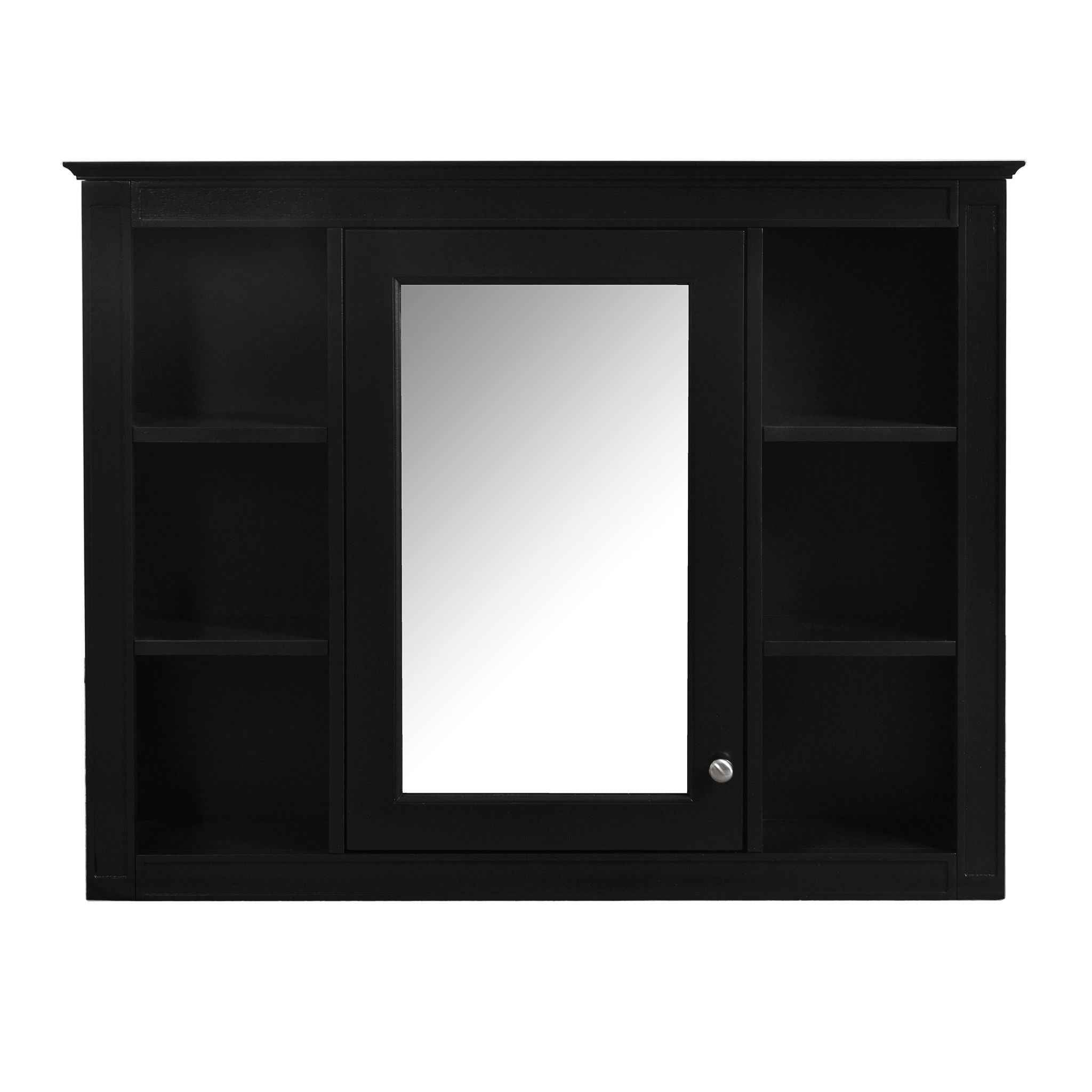 Wall Mounted Medicine Cabinet With Mirror, Storage Cabinet Featuring 6 Open Shelves And Adjustable Interior