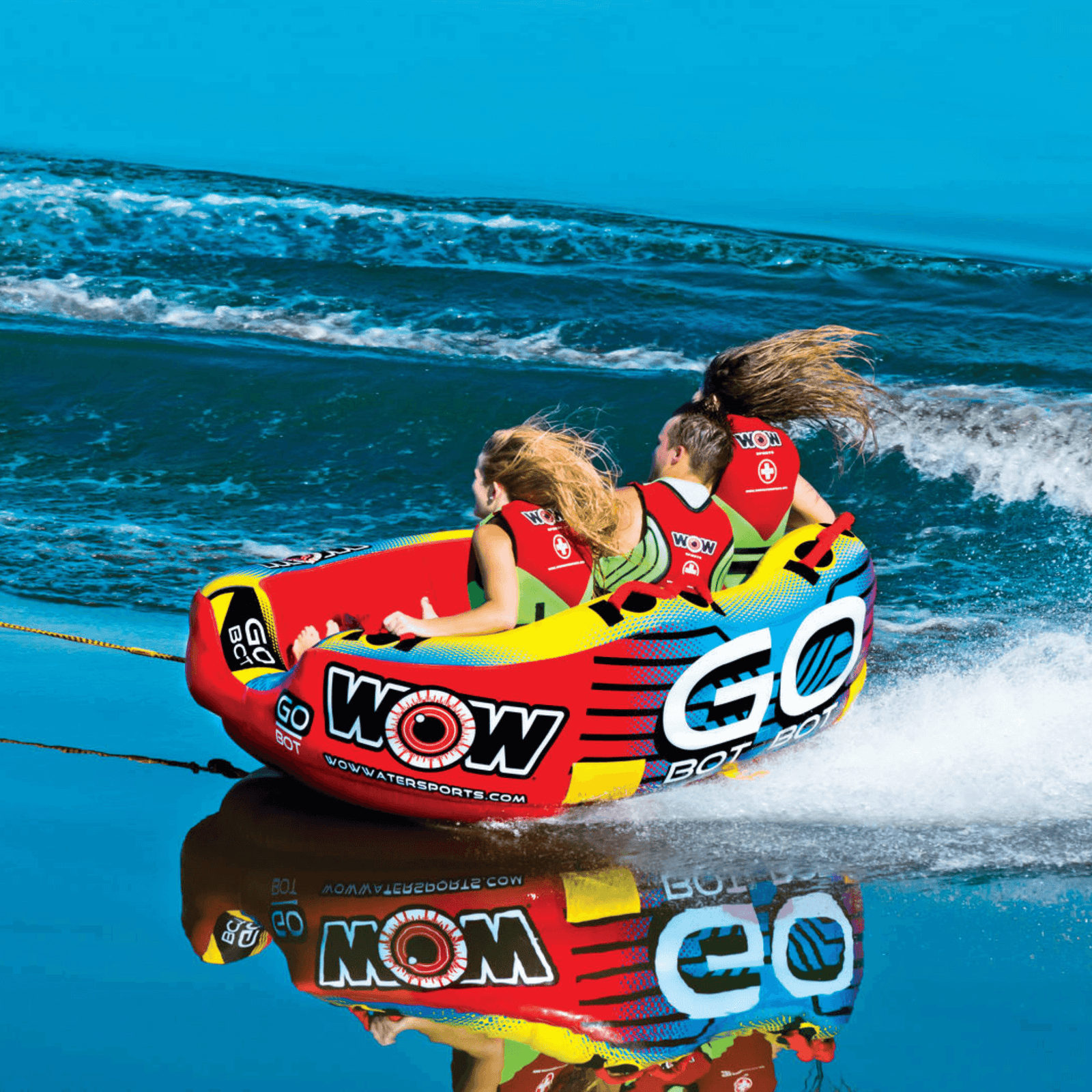 WOW Watersports Go Bot 3 Person Towable Water Tube For Pool and Lake (18-1050)