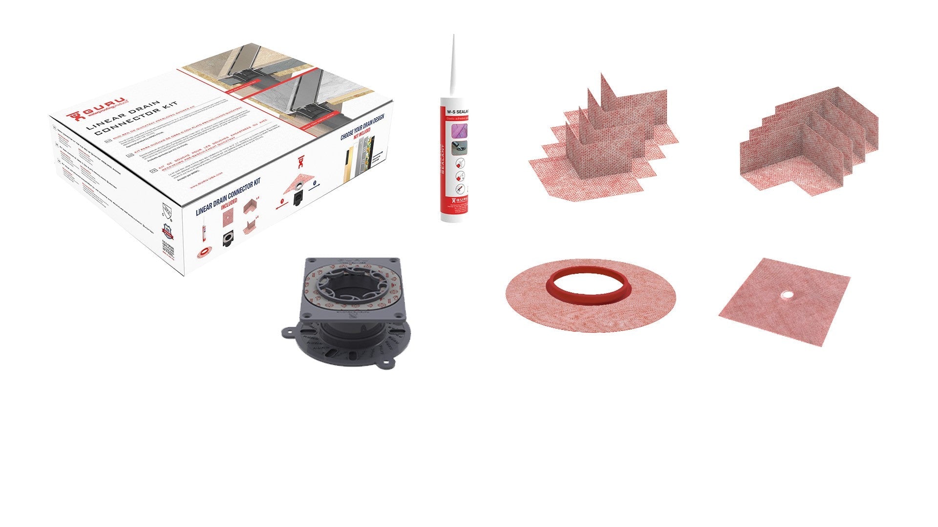 GURU LINEAR DRAIN CONNECTOR KIT PVC - Tundra Globe