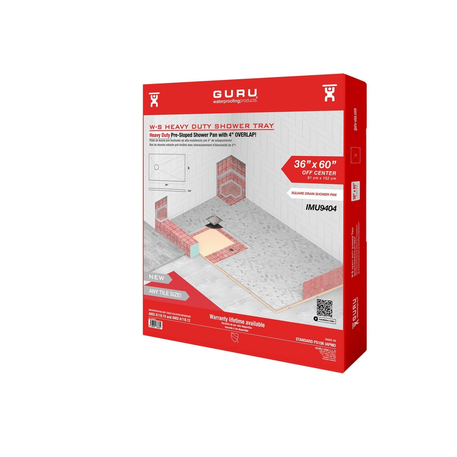 GURU W-S heavy duty shower tray four slopes for square drains - Tundra Globe