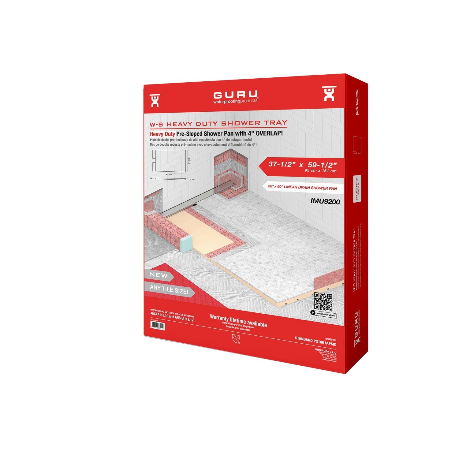 GURU W-S Heavy Duty Shower Tray for Linear Drains - Tundra Globe