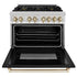 ZLINE 36" Autograph Dual Fuel Range, Black, Gold, RAZ-BLM-36-G