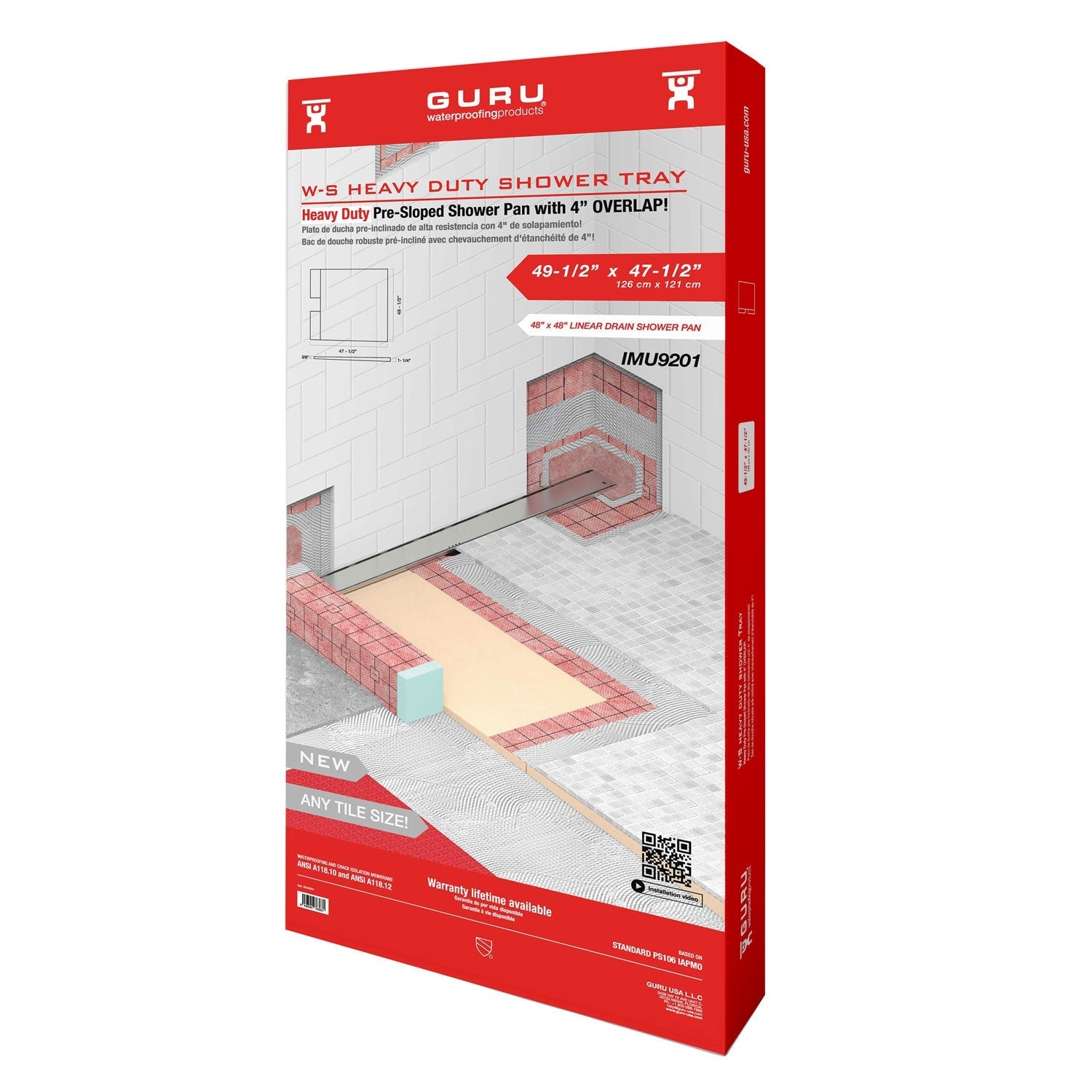GURU W-S Heavy Duty Shower Tray for Linear Drains - Tundra Globe