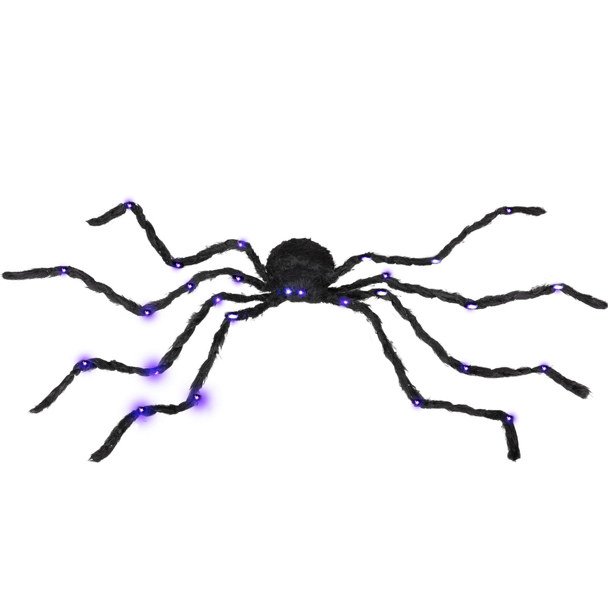Illuminated Arachnid Halloween Accent with Purple LED Lights - Black