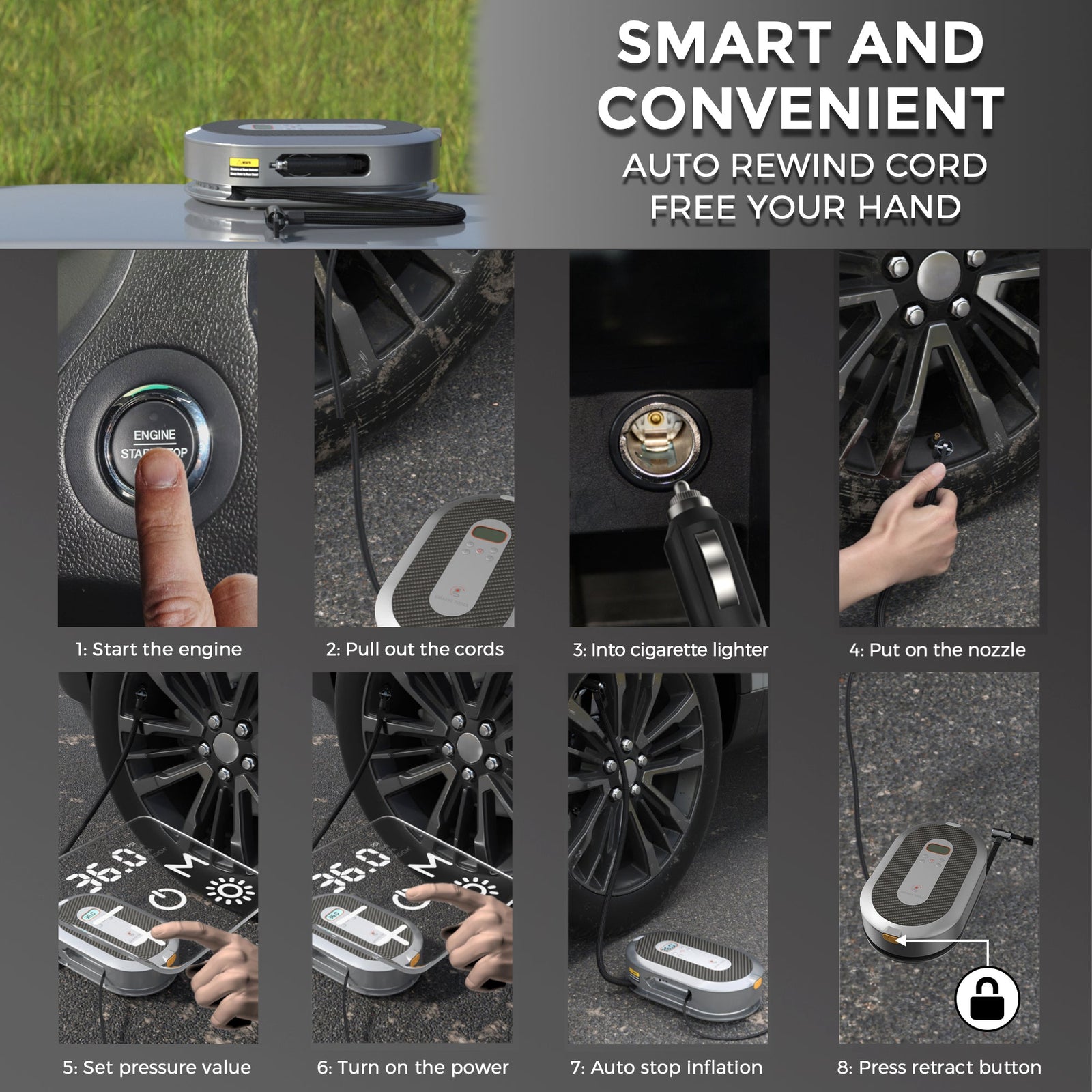 Retractable Car Tire Inflator