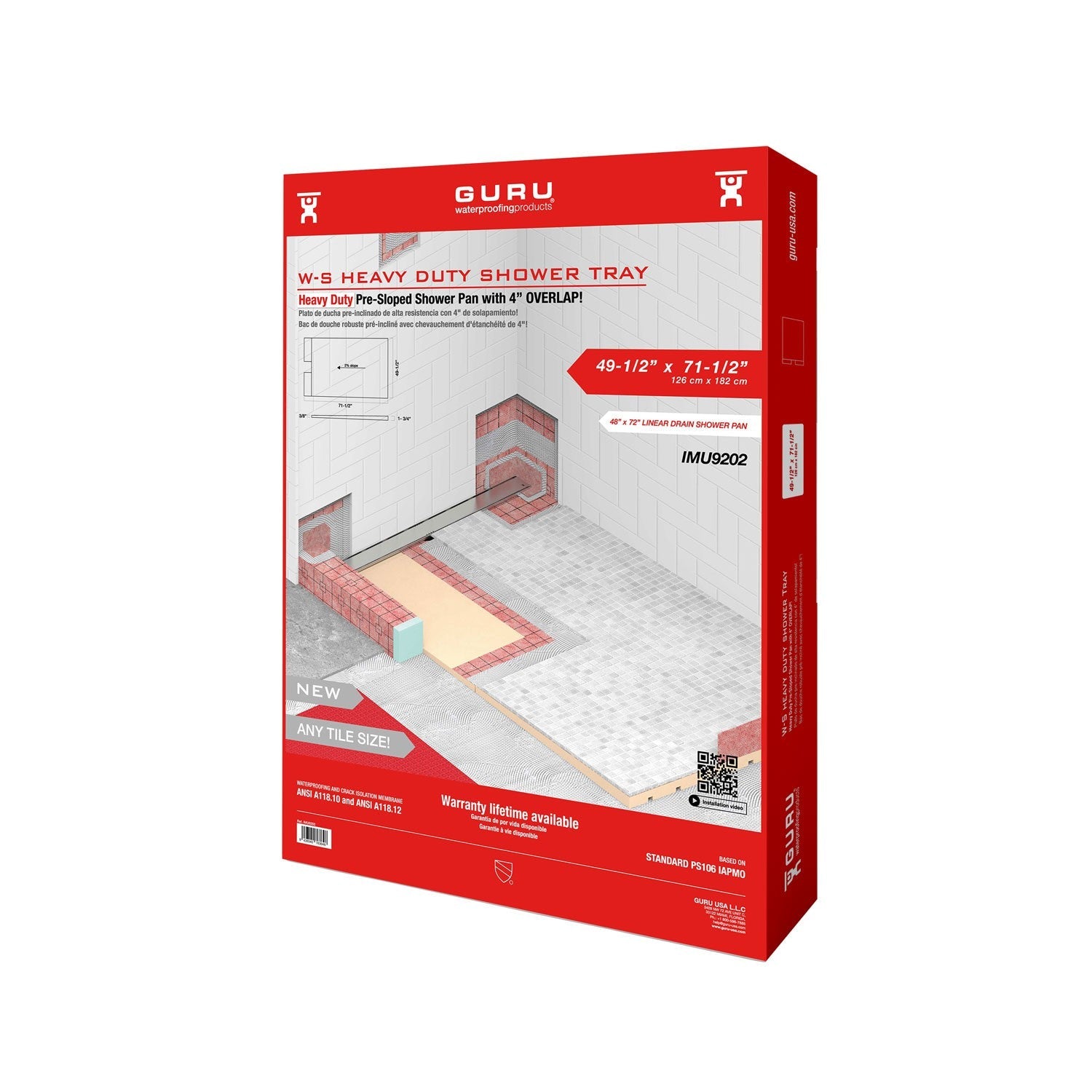 GURU W-S Heavy Duty Shower Tray for Linear Drains - Tundra Globe