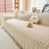 Grid Textured Sofa Cover with Sheer Ruffle Skirt, Pet-Friendly Sofa Throw Slipcover
