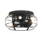 12" Flush Mount Low Profile Caged Small Ceiling Fan with Light and Remote Control