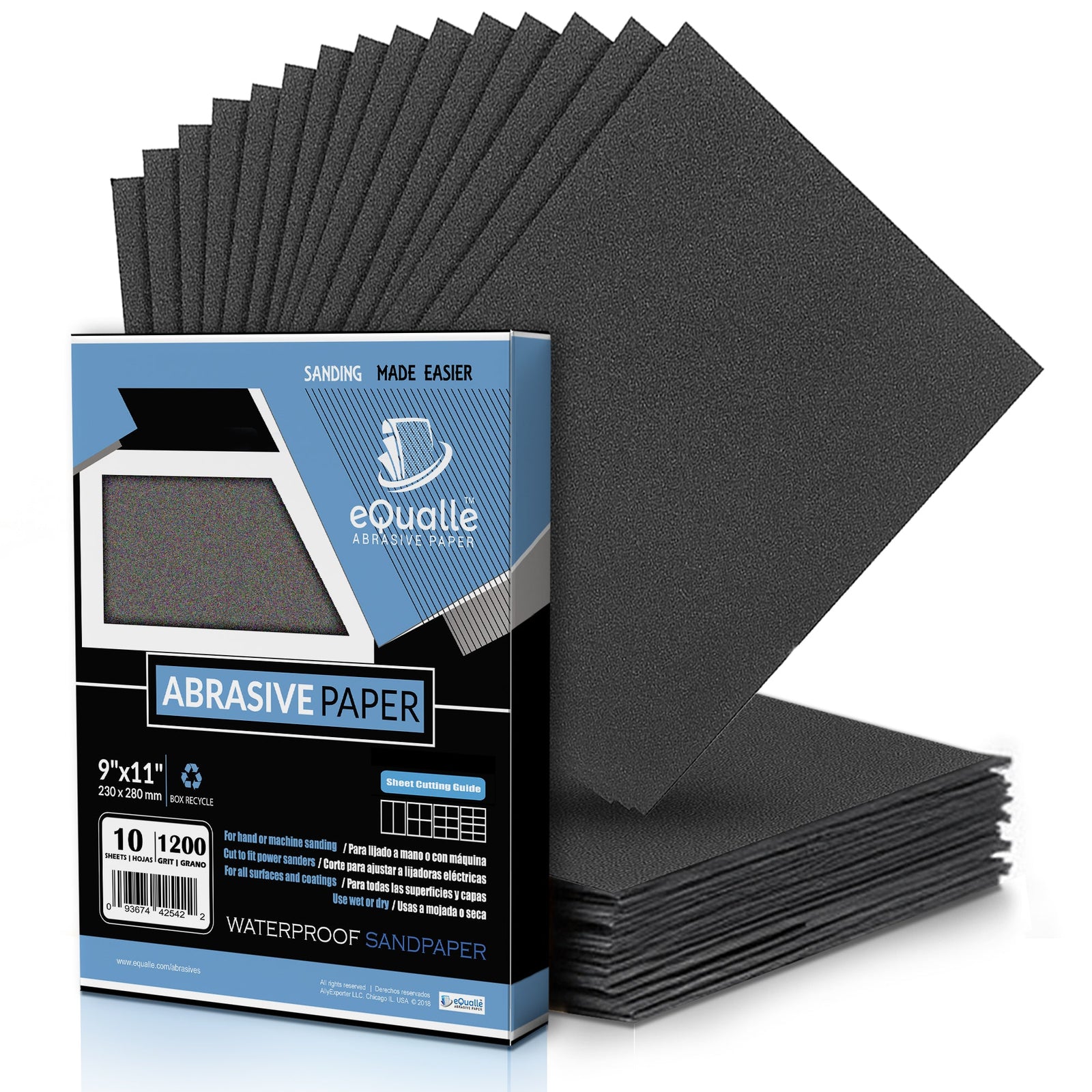 1200 Grit Sandpaper Sheets – 10 Pack, 9x11 in, Wet or Dry Use