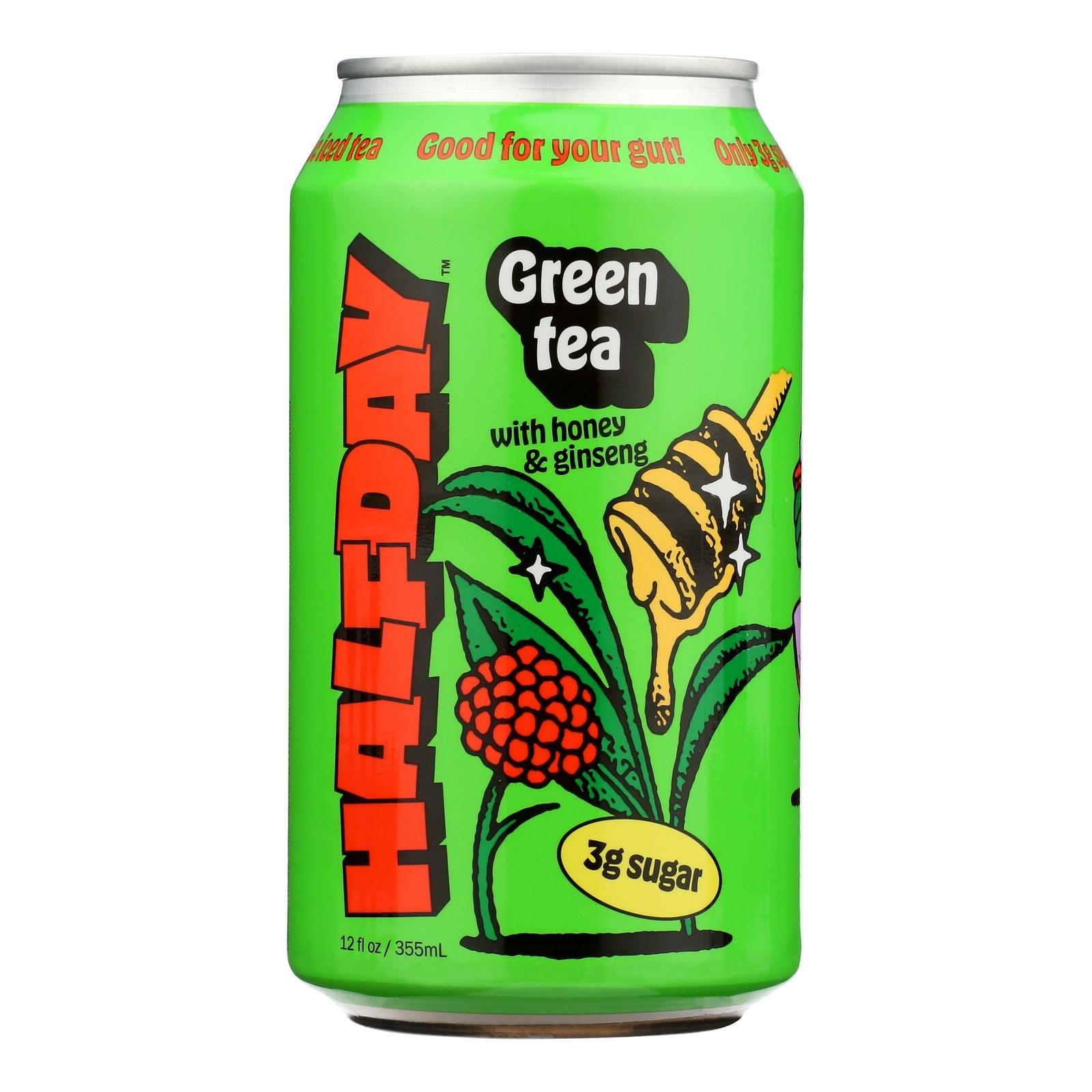 Green Tea Honey Ginseng with Temperature Regulation: Halfday Tonic (12 Oz, Pack of 12)