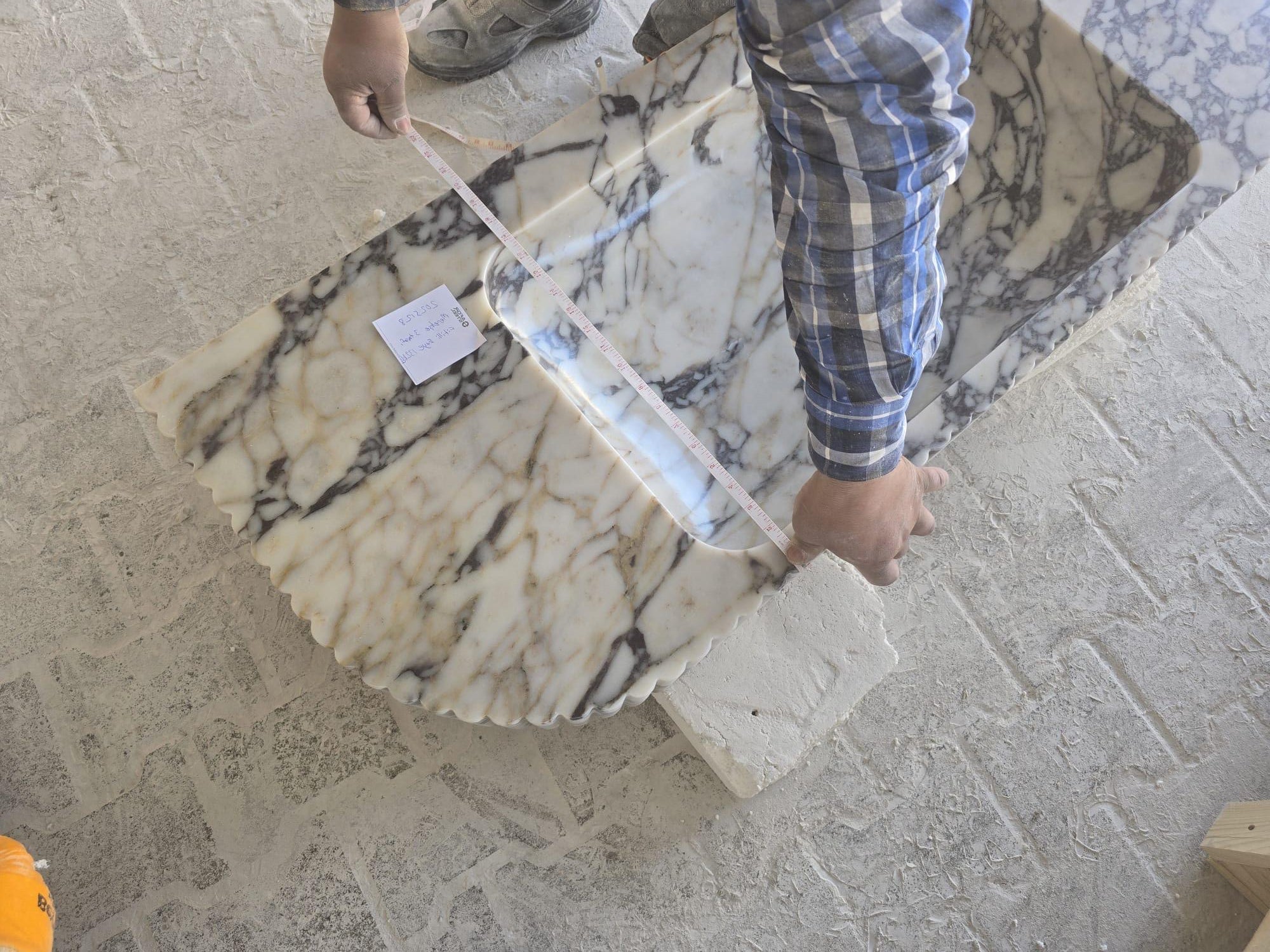 Calacatta Viola Marble Wall-mount Bathroom Vanity carved from Solid Block (W)20" (L)52" (H)6"